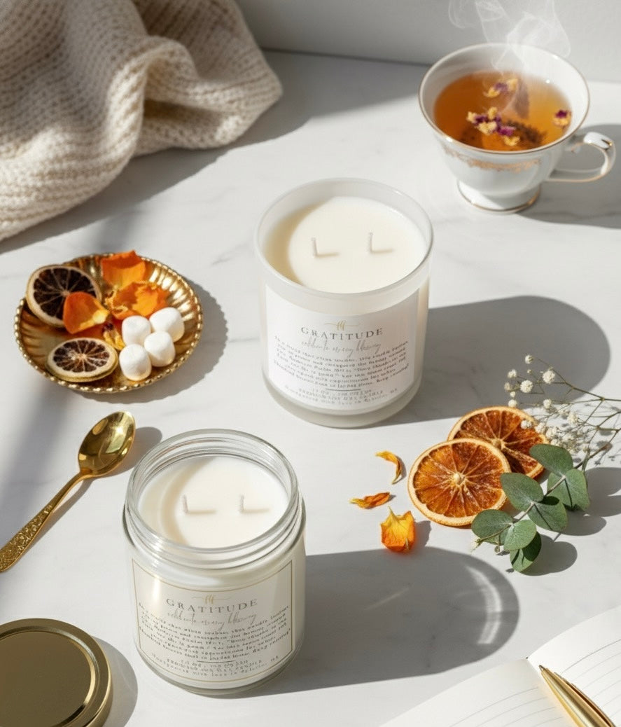 Gratitude (Marshmallow Sugar) Apricot Soy Candle | celebrate every blessing